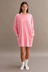 Pink Mineral Wash Oversized Maternity Sweatshirt Mini Dress