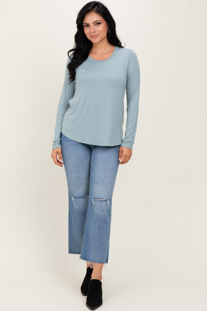 Light Olive Inner Layer Nursing Long Sleeve Top