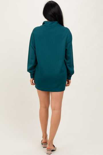 Forest Green Half Zip Long Sleeve Mini Dress