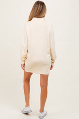 Cream Half Zip Long Sleeve Maternity Mini Dress