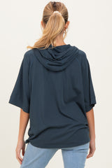 Navy Hooded Short Sleeve Maternity Top