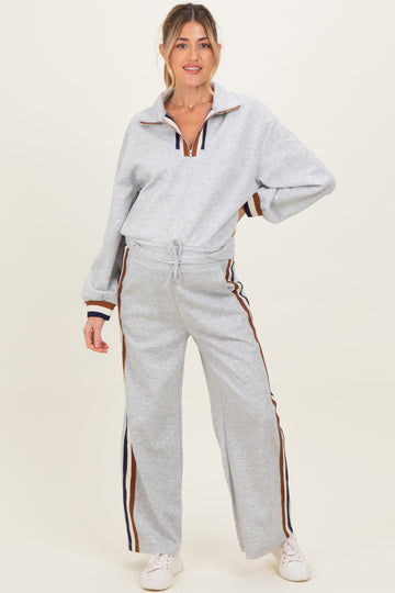 Heather Grey Contrast Trim Maternity Sweatpants