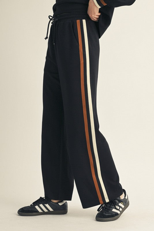 Black Contrast Trim Sweatpants