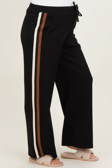 Black Contrast Trim Maternity Sweatpants
