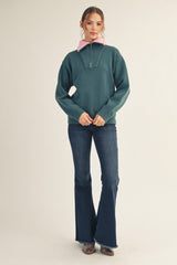 Dark Teal Contrast Collar Half Zip Sweater