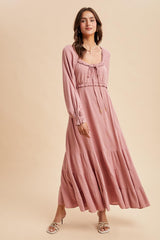 Mauve Ruffled Fit And Flare Maternity Maxi Dress