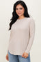 Dark BeigeBaby Waffle Knit Long Sleeve Top