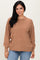 Camel Brushed Ribbed Knit Pullover