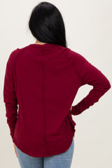Burgundy Exposed Seam Long Sleeve Top
