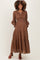 Mocha Printed Smocked Waist Tiered Maternity Maxi Dress