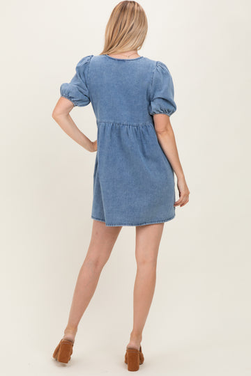 Blue Chambray Double Front Tie Dress