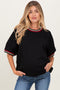 Black Contrast Trim Short Sleeve Maternity Pullover