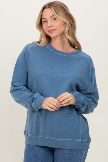 Denim Blue French Terry Vintage Wash Pullover