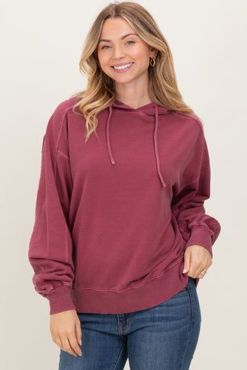 Burgundy French Terry Hooded Sweatshirt