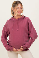 Burgundy French Terry Hooded Maternity Sweatshirt