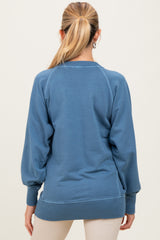 Blue Vintage Wash French Terry Maternity Pullover