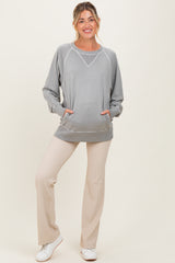 Light Grey Vintage Wash French Terry Maternity Pullover