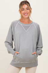 Light Grey Vintage Wash French Terry Maternity Pullover