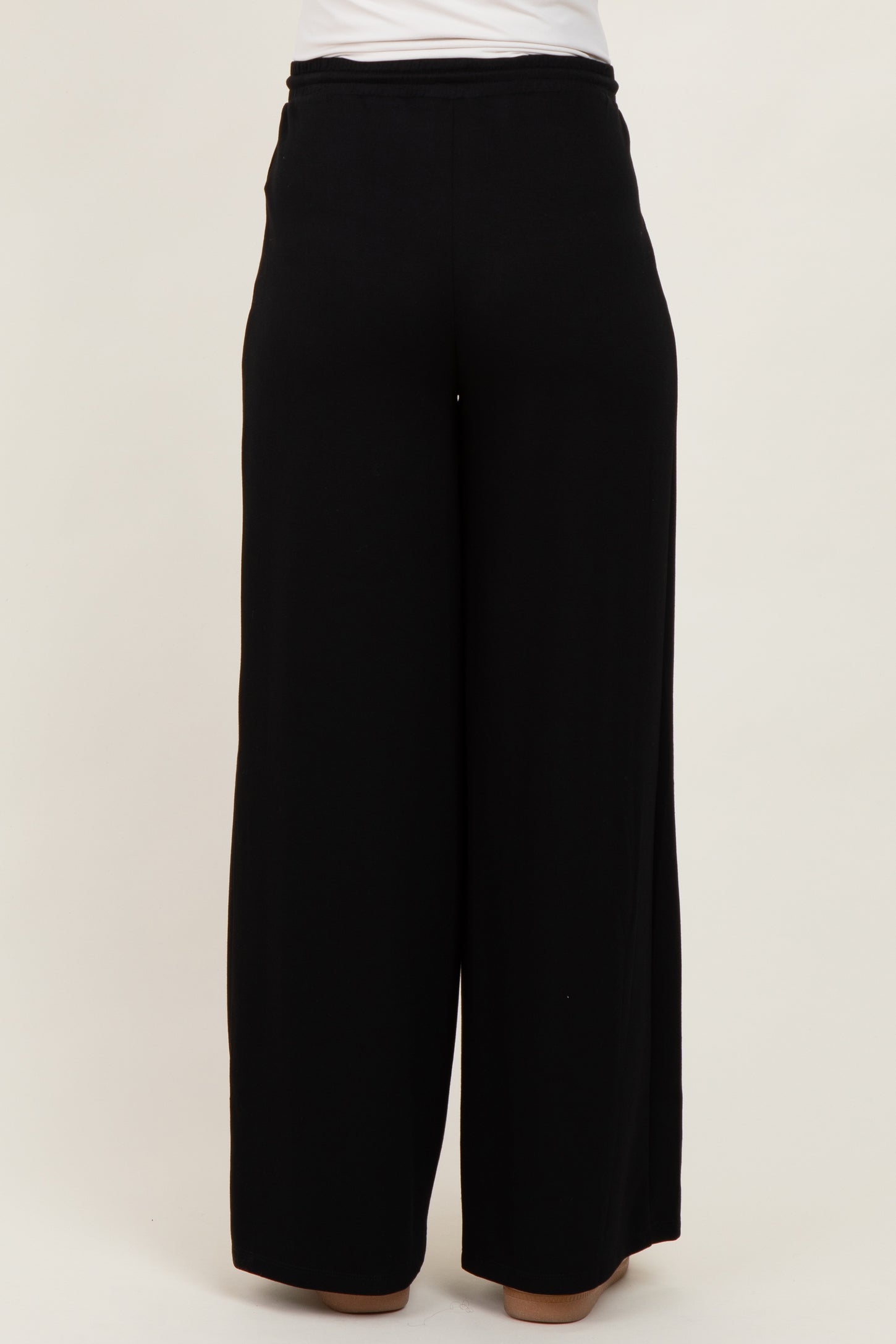 Black Flowy Knit Drawstring Maternity Pants