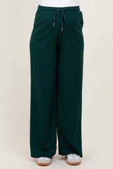 Forest Green Flowy Knit Drawstring Maternity Pants