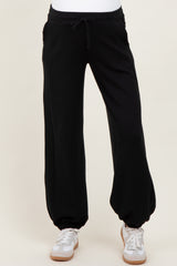 Black Scuba Drawstring Waist Relaxed Maternity Jogger Sweatpants