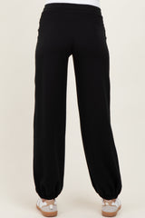 Black Scuba Drawstring Waist Relaxed Maternity Jogger Sweatpants