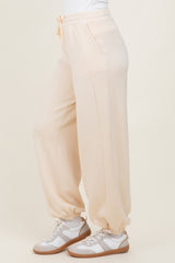 Cream Scuba Drawstring Waist Relaxed Jogger Sweatpants