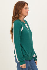 Forest Green Textured Rib Colorblock Pullover