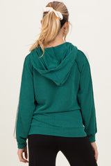 Forest Green Textured Rib Colorblock Maternity Hoodie