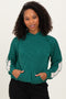 Forest Green Textured Rib Colorblock Hoodie