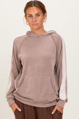 Mocha Textured Rib Colorblock Hoodie