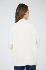 Cream Front Seam Mock Neck Sweater