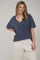 Navy Raw Edge V-Neck Short Sleeve T-Shirt