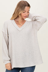 Beige Long Puff Sleeve Solid Oversized Top