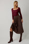 Brown Plaid Pleated Midi Skirt