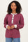 Burgundy Long Sleeve Contrast Button Detail Rib Top