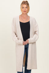 Cream Brushed Knit Maternity Open Long Cardigan