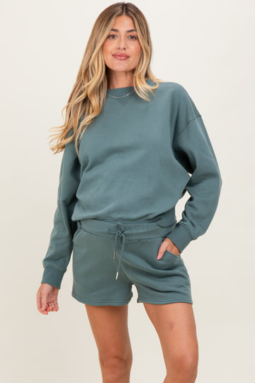 Jade Fleece Sweatshirt Shorts Maternity Set
