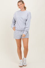 Heather Grey Fleece Sweatshirt Shorts Set