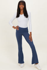 Navy Fold Over Waistband Flared Pants