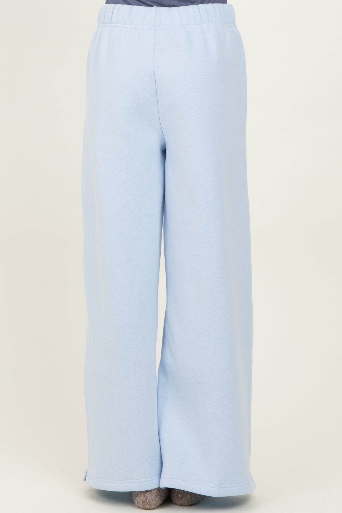 Light Blue Fleece Wide Leg Sweatpants