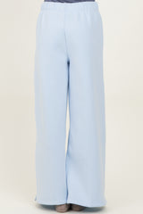 Light Blue Fleece Wide Leg Sweatpants
