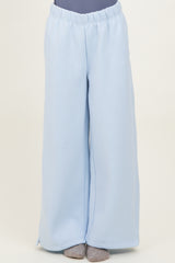 Light Blue Fleece Wide Leg Sweatpants