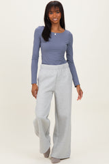 Heather Grey Fleece Wide Leg Sweatpants
