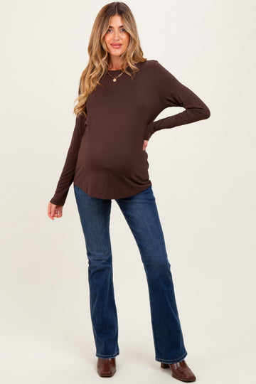 Brown Long Sleeve Maternity Top