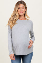 Heather Grey Long Sleeve Maternity Top