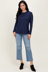 Navy Blue Long Sleeve Top