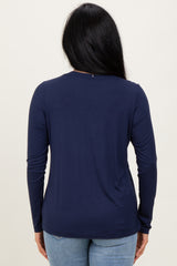 Navy Blue Long Sleeve Top