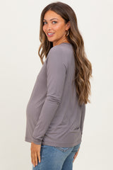 Grey Long Sleeve Maternity Top
