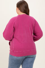 Fuchsia Vintage Wash French Terry Maternity Plus Pullover